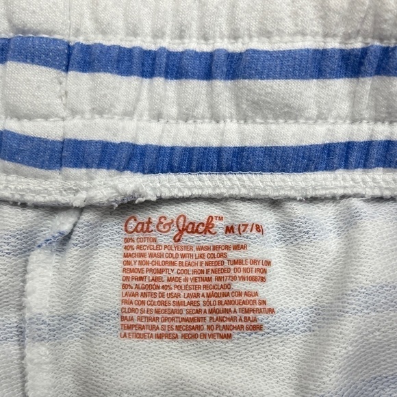 Cat & Jack: Girls Blue / White Stripe Cotton Short, Size M (7/8) - Picture 3 of 6